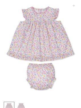 Kissy Kissy Floral Dress & Diaper Cover - Pink, Yellow, Blue